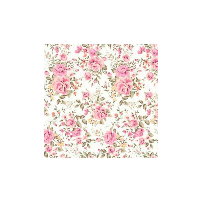 Tela Loneta Rosas sobre fondo crudo GR58913,1 de 140 cm