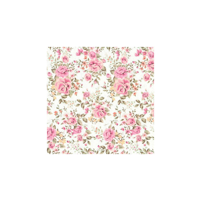 Tela Loneta Rosas sobre fondo crudo GR58913,1 de 140 cm
